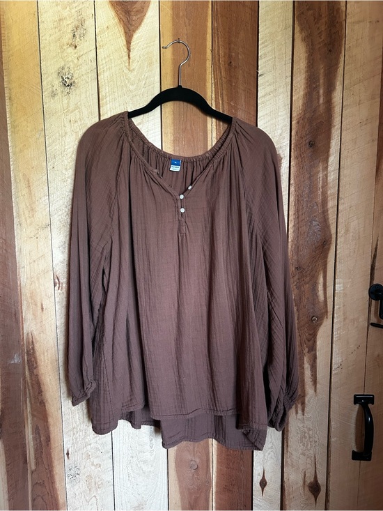 Old Navy Tops - Women's Relaxed Brown Peasant Blouse Old Navy cotton XL